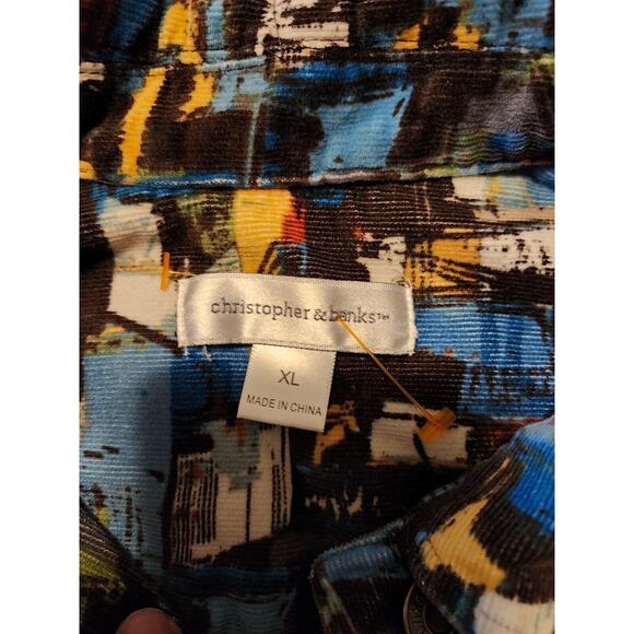 Christopher & Banks Jacket Women’s XL Corduroy Multi Color Button Front Vintage - Picture 3 of 11